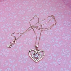 Elegant Heart Pendant Necklace in Rose Gold and Sterling Silver .925
